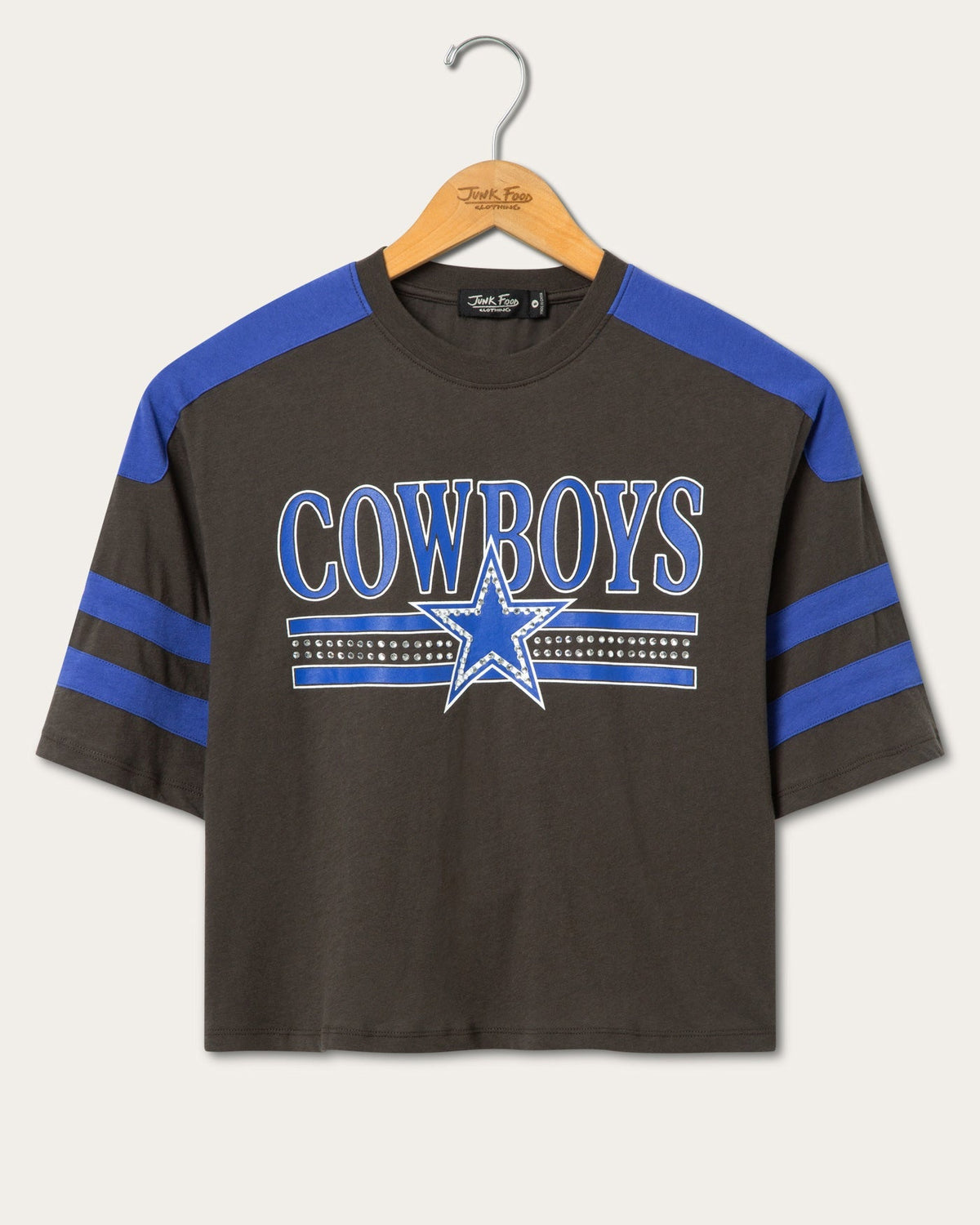 Women's Dallas Cowboys Striped Bling Crop Tee product image 1