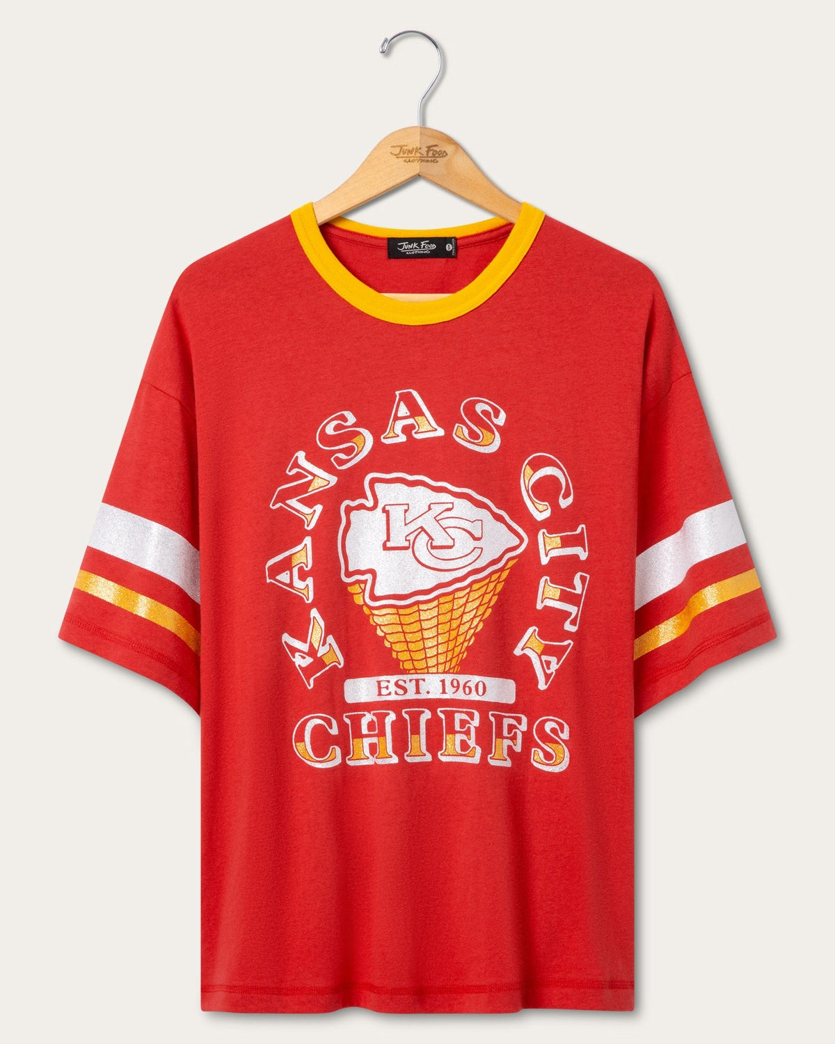 Women's Kansas City Chiefs Glitter Boxy Ringer product image 1