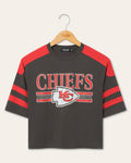 Women's Kansas City Chiefs Bling Striped Crop Tee product image 1