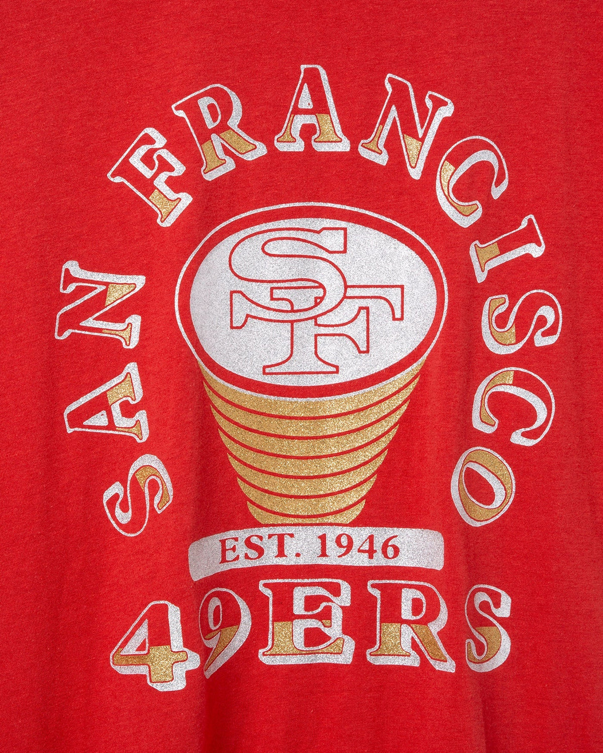Women's San Francisco 49ers Glitter Boxy Ringer product image 3