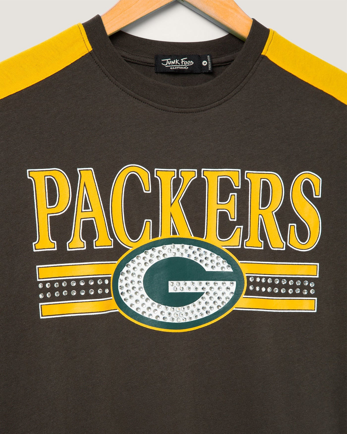 Women's Green Bay Packers Striped Bling Crop Tee product image 3