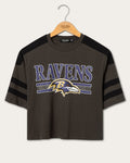 Women's Baltimore Ravens Striped Bling Crop Tee product image 1