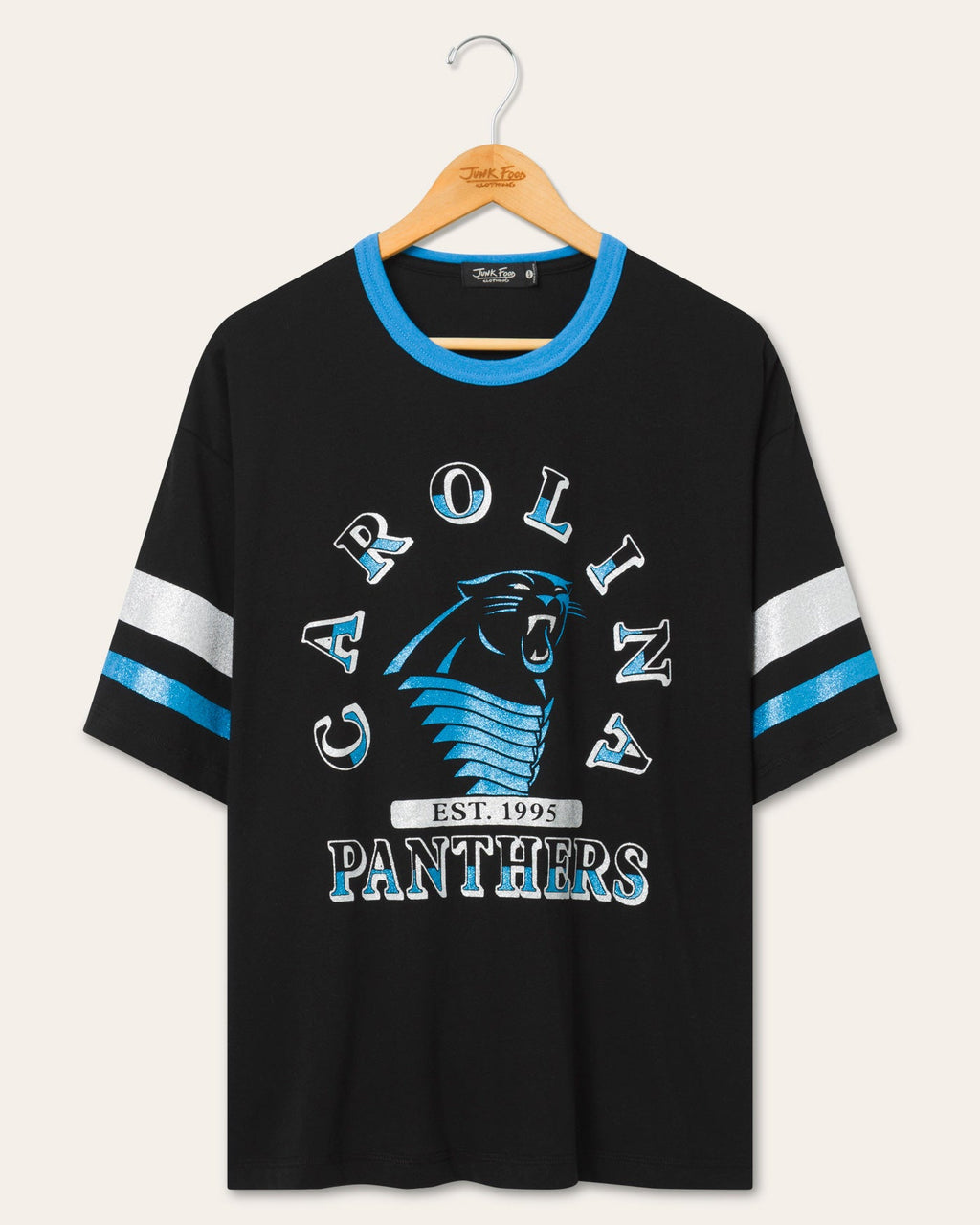 Women's Carolina Panthers Glitter Boxy Ringer product image 1