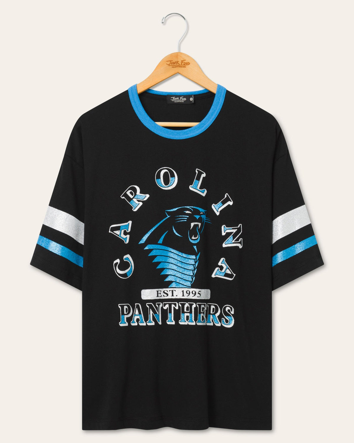Women's Carolina Panthers Glitter Boxy Ringer product image 1