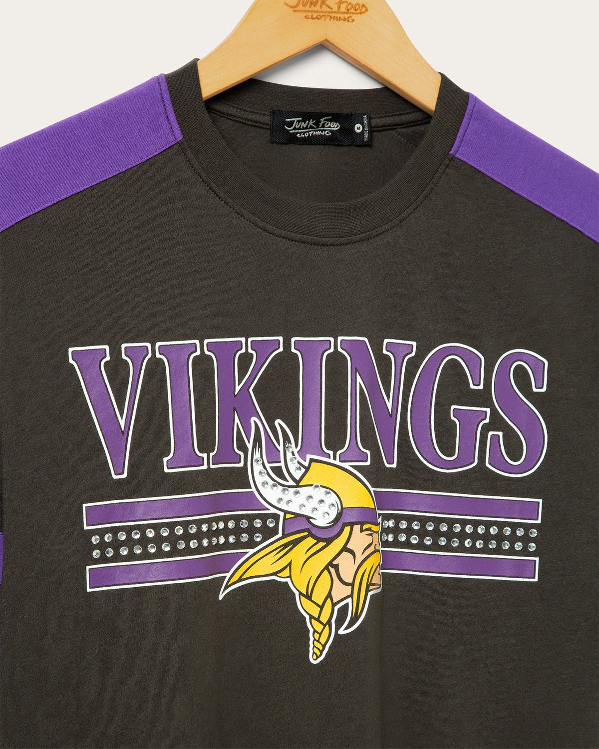 Women's Minnesota Vikings Striped Bling Crop Tee product image 3