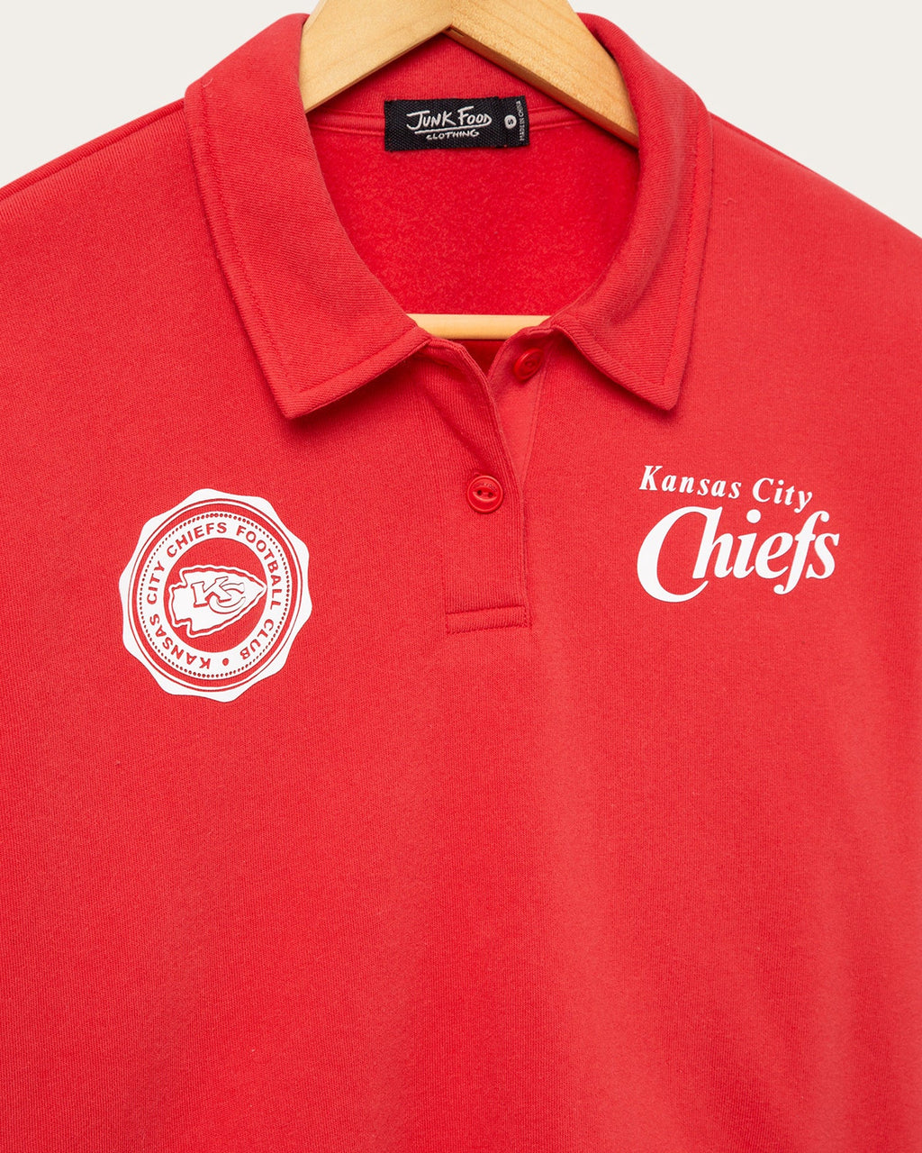 Women's Kansas City Chiefs Polo Crop Fleece product image 5