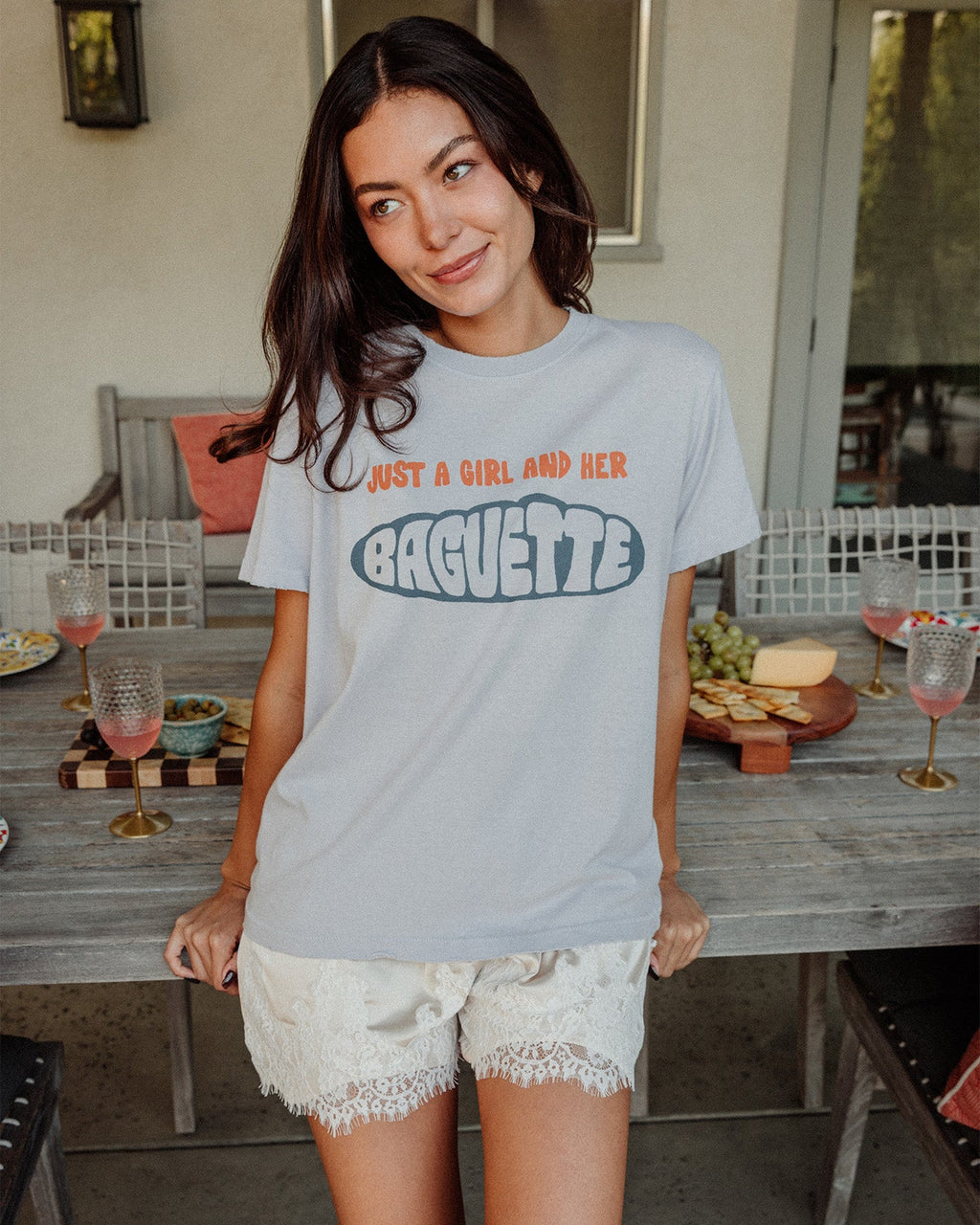 Women's Just a Girl and Her Baguette Vintage Tee product image 2