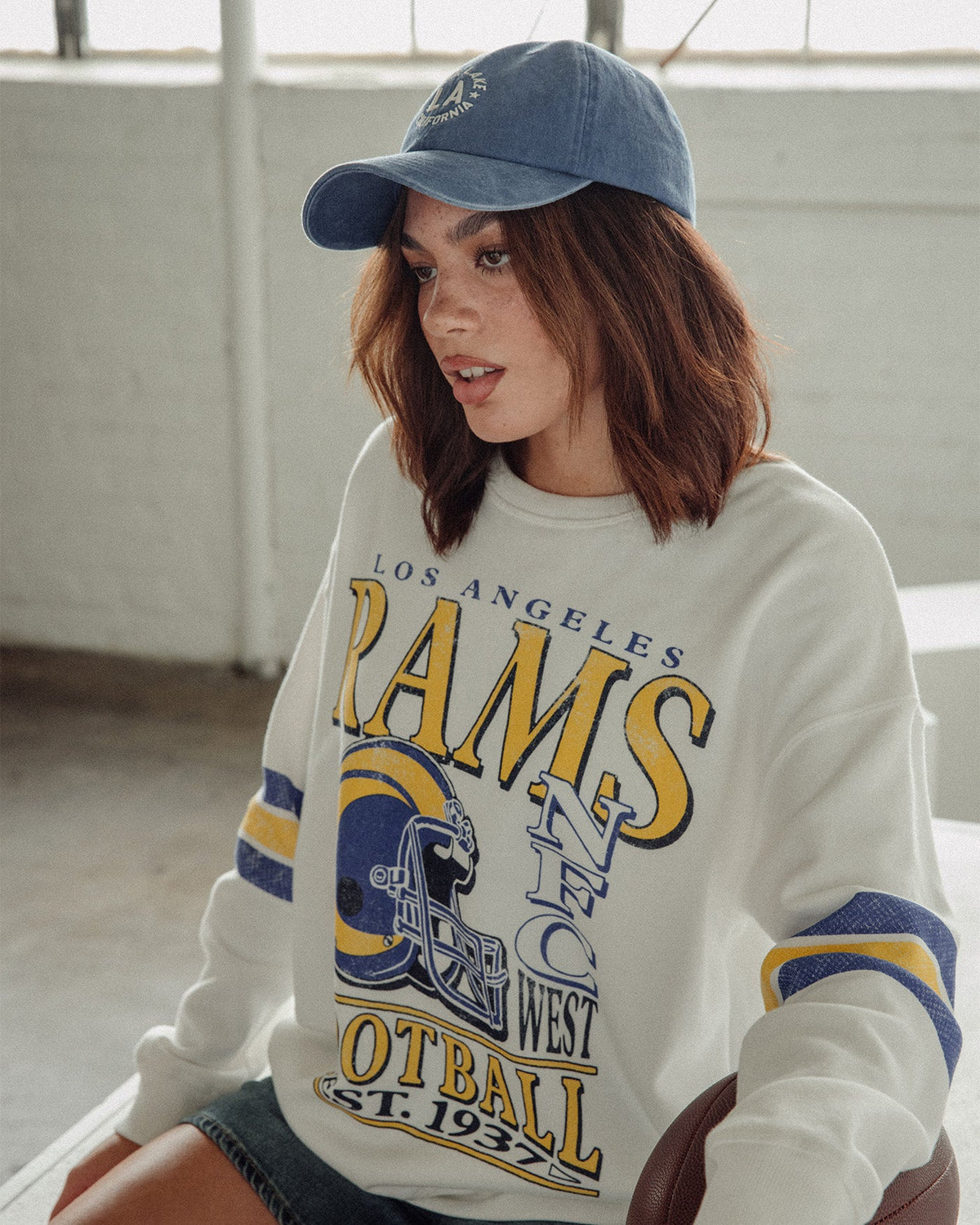 Women's Los Angeles Rams Oversized Striped Fleece product image 2