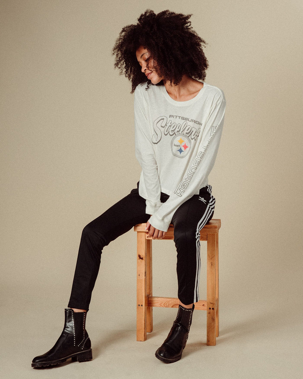 Women's Pittsburgh Steelers Touchdown Long Sleeve Crop Tee product image 3